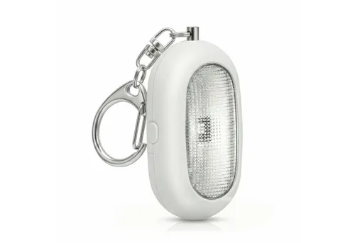BEARWARE Persönlicher Alarm, Personenalarm, Schlüsselanhänger 125 dB, LED Licht Überfallmelder (Taschenalarm, Sirene, Auslösung per Splint, Taschenlampe, kompakt)