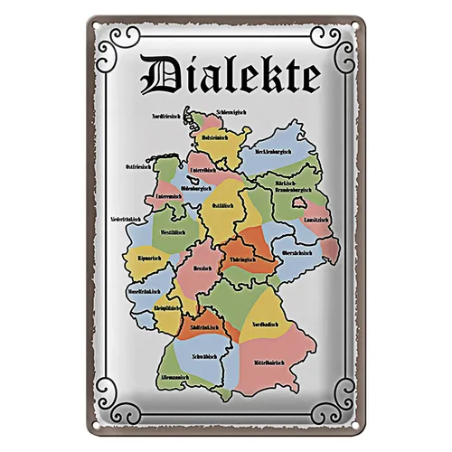 Blechschild Spruch 40x30cm Dialekte Karte Bundesländer