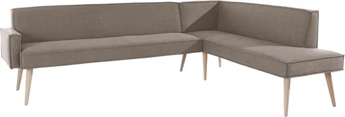 exxpo - sofa fashion Eckbank Lungo, moderne Kedernaht, bequem und elegant, hoher Holzfuß, hochwertige Detailverarbeitung, frei im Raum stellbar