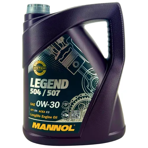 Mannol Legend 504/507 0W-30 Motoröl 5L - Hochwertiges Motoröl für SSANGYONG und VAG Fahrzeuge, bietet hervorragenden Schutz und Leistung nach neuesten Spezifikationen.