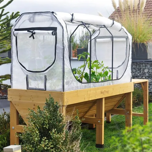 VegTrug® Klassik 1,8m Gewächshausaufsatz - Hochbeet für Gartenliebhaber, ideal für die Anzucht von Pflanzen wie Erdbeeren und Kräutern, mit einer Kapazität von 800 L und einer Höhe von 60 cm.