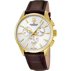 Candino Chrono Sport C4518/E Herrenchronograph - Braun/Silber - Chronograph für Herren, mit edlem Edelstahl-Gehäuse, wasserdicht bis 10 bar und Saphirglas für höchste Robustheit. Ideal für sportliche Aktivitäten und den Alltag.