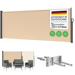 STEELSØN Seitenmarkise Zirella 200x500 cm - Gartensichtschutz, bietet optimalen Sichtschutz mit wasserabweisendem Polyester und langlebiger Aluminiumhalterung - ideal für Balkon und Terrasse.