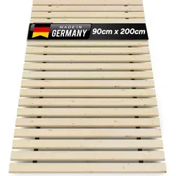 TUGA-Holztech Rollrost 90 x 200 cm - stabiler Rollrost für bis zu 300 kg - Rollrost für gesunden Schlaf, bis 300 kg belastbar, mit optimaler Hinterlüftung und ausgeglichener Gewichtsverteilung - ideal für alle Matratzen.