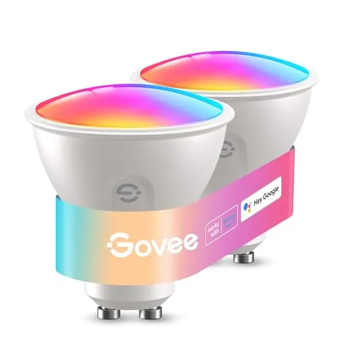 Govee Glühbirne GU10 LED RGBWW, Smarte Glühbirne Funktioniert mit Matter, Alexa, Google Home, 400LM WLAN LED Lampe Dimmbare Farbwechsel, 56 Szenen, Smart Bulb GU10 Synchronisierung mit Musik 2 Packung