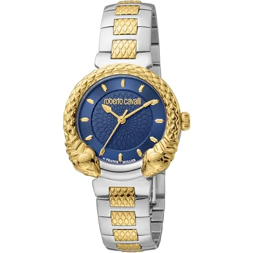 Roberto Cavalli Franck Muller Damenuhr Analog Quarz mit Edelstahlarmband RV1L190M0071