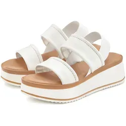 LASCANA Sommerschuh Sandale - Modische Plateausandalette aus Leder in Weiß 39 EU - Wanderschuhe mit modisch bequemer Plateausohle, ideal für entspannte Sommertage. Hochwertiges Rindsleder sorgt für Komfort und Stil.