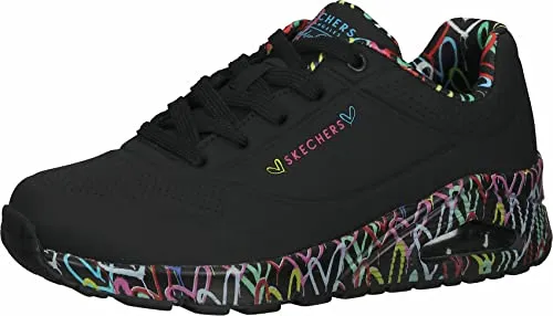 Skechers Damen Uno Loving Love Sneakers - Schwarz, 39.5 EU - Damen-Sneaker mit flexibler Traktionslaufsohle und stylishem Skechers-Logodetail, ideal für Komfort und Fashion.