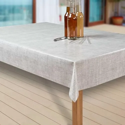 laro Abwaschbare Wachstuch-Tischdecke für den Garten, Leinenoptik, 130-220 cm - Schützen Sie Ihre Gartentische stilvoll: Diese abwaschbare PVC-Tischdecke in Leinenoptik ist wasserabweisend und ideal für den Außenbereich. Robust und pflegeleicht, perfekt für unbeschwerte Mahlzeiten im Freien!