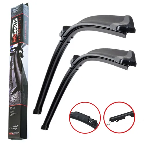 Scheibenwischer Set für Seat Altea & Toledo - Wischerblätter & -gummi, rahmenloses Design für einfache Installation, passend für Windschutzscheibe, inklusive Adapter für universelle Kompatibilität.
