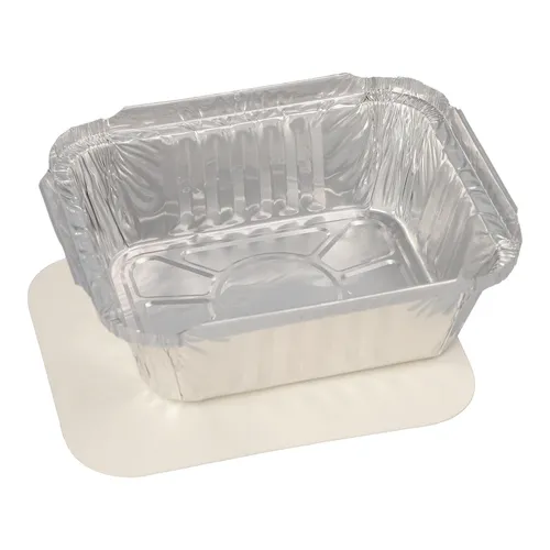 Aluschalen eckig 0,5 l mit Einlegedeckel, 25 Stück - Praktische Einwegschalen aus Aluminium, ideal für alle Anlässe. Robuste Qualität mit PE-Beschichtung für sicheren Transport von Speisen.