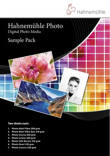 HAHNEMÜHLE Testpack Photo A4 - 10 Blatt, vielfältige Papierqualitäten für professionelle Druckergebnisse