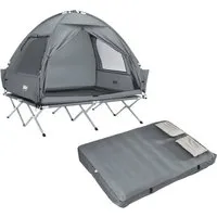 obuy Feldbett mit Zelt für 2 Personen - Wasserdichtes Campingzelt - Komplettset für entspanntes Camping: Zelt und Feldbett mit praktischem Zubehör wie Kissen und Matratze. Ideal für Outdoor-Abenteuer, leicht zu transportieren und schnell aufzubauen.