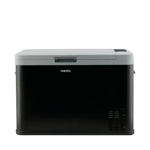 MESTIC MCC-35 Kompressorkühlbox - Effiziente Kühlbox mit Kompressor-Kühlsystem, ideal für Reisen. Temperaturbereich von -18 bis +10 °C und geeignet für 2-Liter-Flaschen.