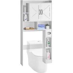 VEVOR über der Toilette Lagerung Kabinett - Badezimmerschränke mit 4 Fächern, ideal zur platzsparenden Aufbewahrung über der Toilette und ausgestattet mit verstellbarem Regal für optimale Organisation.