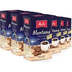 Melitta Montana Premium Filterkaffee gemahlen - Kaffee mit 100% Arabica Bohnen aus dem Hochland, perfekt geröstet für intensiven Geschmack. Ideal für Filterkaffeemaschinen und vakuumverpackt für langanhaltende Frische.