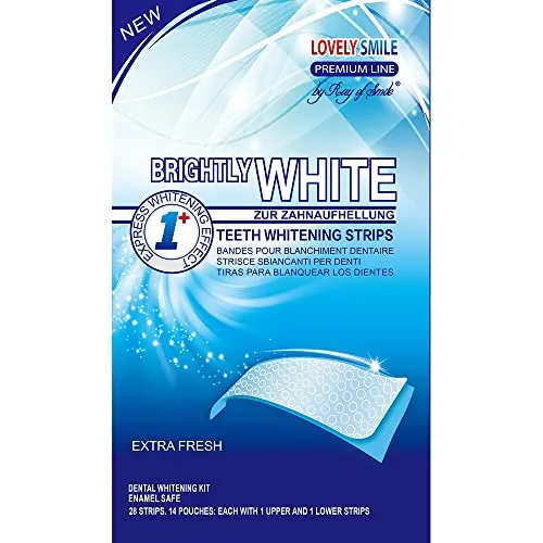 LOVELY SMILE Premium Line Teeth Whitening Strips - Zahnaufhellung ohne Zahnempfindlichkeit, Peroxidfrei - Schnelle Wirkung - Sicher für Zahnschmelz, 28 WHITE-STRIPS von RAY OF SMILE 28