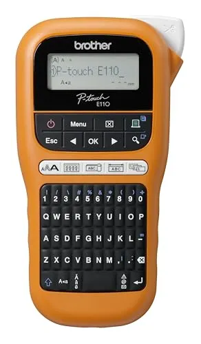 Brother PT-E110 Beschriftungsgerät - Industrielles Beschriftungsgerät für 3,5 bis 12 mm TZe-Schriftbänder, ideal für die Beschriftung von Kabeln. Mit integrierten Elektriker-Symbolen und schneller Druckgeschwindigkeit von bis zu 20 mm/Sek.