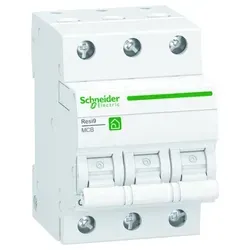 Schneider Electric R9F24310 Resi9 3P 10A C Charakteristik - Leitungsschutzschalter mit 6kA Ausschaltvermögen, ideal für zuverlässige Stromabsicherung in elektrischen Anlagen. Polzahl: 3, für Betriebsspannung 400V AC.