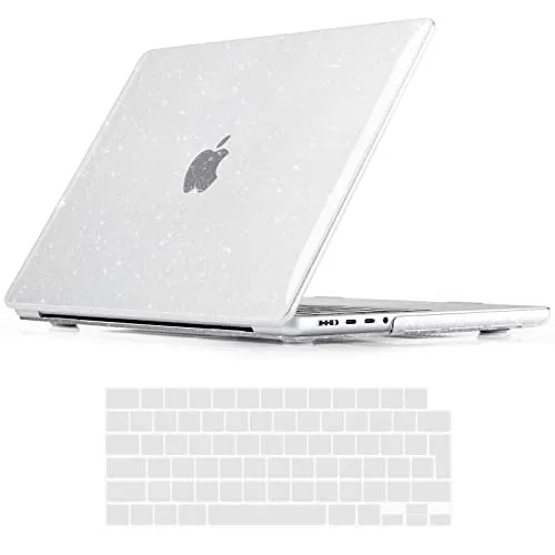 iNeseon Hülle Kompatibel mit 2021-2024 MacBook Pro 14 Zoll M4 M3 M2 M1 Pro/Max A3112 A3185 A3401 A2918 A2992 A2779 A2442, Plastik Hartschale Schutzhülle Case und Tastaturschutz, Klar Glänzend