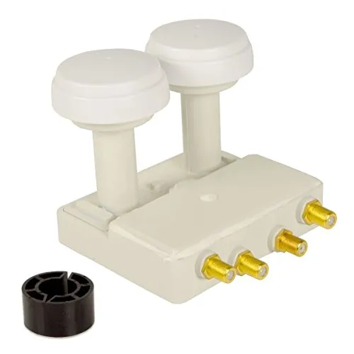 Premium X Monoblock Quad PXMB-6QW SAT LNB - Hochwertiger LNB für den Empfang von Astra 19,2° und Hotbird 13°, ideal für bis zu 4 Teilnehmer mit brillanter Bildqualität dank 0,1 dB rauscharmer Technologie.