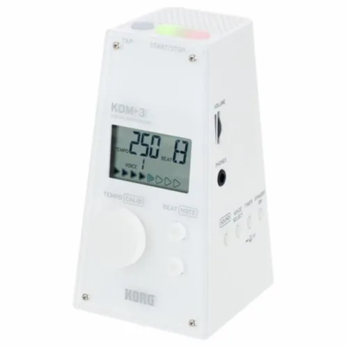 Korg Metronom KDM-3-WH - Elegantes Design für präzises Rhythmustraining - Metronome mit 30-252 BPM, 19 Taktarten und klaren Beats. Ideal für Musiker, die Stil und Funktionalität schätzen. Batteriebetrieb für 120 Std. Laufzeit.