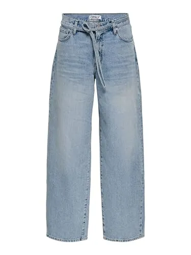ONLY Female Straight-Fit Jeans ONLGIANNA mit Ballon Schnitt - Stylische Straight-Fit Jeans mit Ballon Schnitt und Gürtel, ideal für einen lässigen Look. Hergestellt aus 100% Baumwolle für besten Tragekomfort.