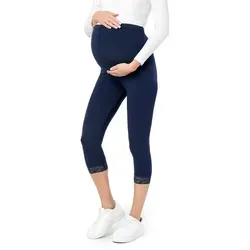 Be Mammy Umstandsleggings 3/4 Capri Umstandhose BE20-161 (1-tlg) aus Viskose blau XL