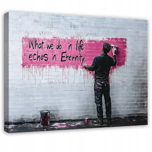 WallArena - Leinwand Bilder - Banksy - 60x40 cm Leinwandbilder - Bild auf leinwand - Wandbild XXL groß Wandbilder für Wohnzimmer Schlafzimmer Wohnzimmerbilder Modern kunstdruck - Kunst Ziegelwand