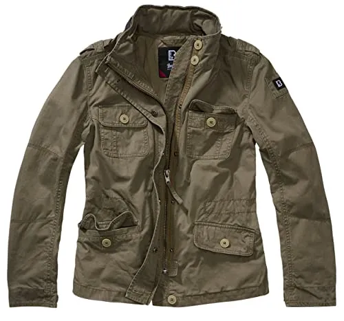 Brandit Ladies Britannia Jacket oliv, Größe S - Modische Damen-Funktionsjacke im Used-Look mit versteckter Kapuze und belüfteten Achseln, ideal für stilvolle Outfits und vielseitige Kombinationen.