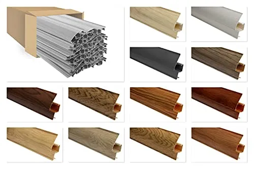 LEMAL Sockelleisten und Zubehör - PVC Fußleisten 70x50mm mit Kabelkanal - (1 Außenecke, AE.8630 Holzoptik braun) Laminatleiste Kabelführung Vinyl