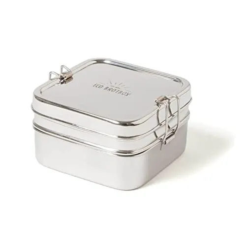 ECO Brotbox Lunchbox Cube Box XL aus Edelstahl - Brotdosen in quadratischer Form mit 1000 ml Volumen, spülmaschinengeeignet und plastikfrei. Ideal für gesundes Mittagessen ohne Plastikgeschmack!