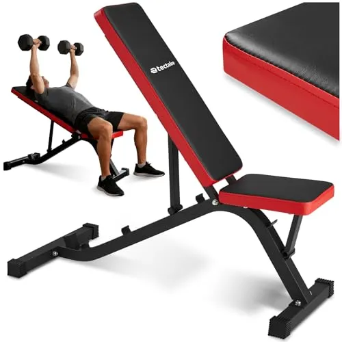 tectake® Hantelbank, Schnellverstellung & rutschfest - Stationen & Hantelbänke, ideal für das Training zu Hause mit 2-fach verstellbarem Sitz und einfacher Handhabung für maximale Flexibilität.