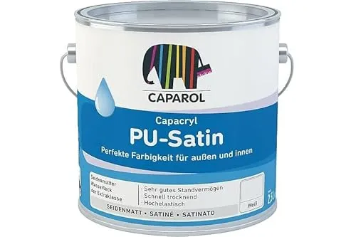 Capacryl PU-Satin Acryllack 2,5L - Weiß, schnelltrocknend - Innen- & Außenfarben, schnelltrocknender Acryllack für Holz und Metall, ideal für langlebige Ergebnisse in elegantem Satin-Finish.