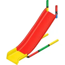 Quadro Modularrutsche – Erweiterungsrutsche für drinnen und draußen in Rot/Gelb - Die modulare Kinderrutsche mit langem Auslauf und Wasseranschluss bietet sanftes Abbremsen und ist mit QUADRO Klettergerüsten kompatibel. Ideal für stundenlangen Spielspaß im Garten oder im Haus!
