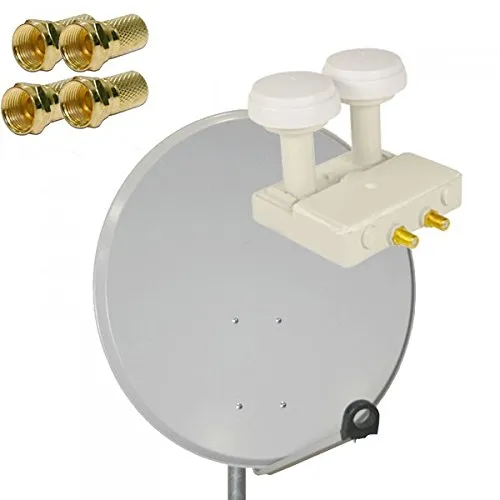 PremiumX Satelliten-Komplettanlage 80cm - Twin Monoblock für Astra und Hotbird - SAT-Antennen mit hochwertiger 80cm Satellitenschüssel und leistungsstarkem Twin Monoblock LNB für scharfe Bilder. Ideal für 2 Teilnehmer!
