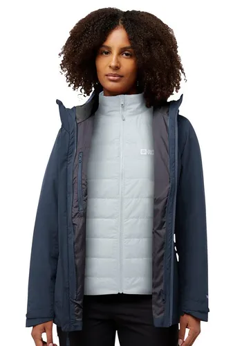 Jack Wolfskin 3-in-1-Funktionsjacke HUNBERG 3IN1 JKT W blau M (38/40) - Funktionsjacke mit atmungsaktiver, wasserdichter und winddichter TEXAPORE ECOSPHERE-Technologie, ideal für wechselhaftes Wetter.