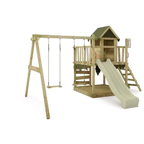FATMOOSE Klettergerüst JazzyJungle Jam XXL - Outdoor-Spielhaus mit Kletterwand und Wellenrutsche, extrem witterungsbeständig und ideal für aktive Kinder – 10 Jahre Garantie für unbeschwerten Spielspaß!