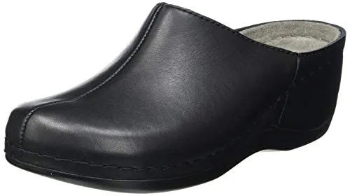 BERKEMANN Berkina Jada Clogs - Bequeme Leder Clogs für Damen in Schwarz - Pantoletten aus hochwertigem Softleder, ideal für den ganzen Tag mit durchgenähter Machart und rutschfester Sohle für optimalen Komfort.