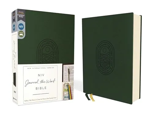 NIV Journal the Word Bible - Leathersoft, Grün, Rotdruck - Ratgeber: Perfekt zum Notieren, mit Comfort Print für ein angenehmes Leseerlebnis. Ideal, um Gedanken und Kunst neben deinen Lieblingsversen festzuhalten.