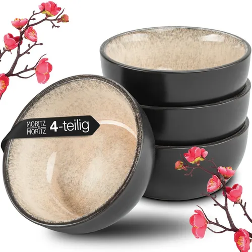 Moritz & Moritz Suppenschüssel VIDA 4x Miso Schalen beige - Suppenschüsseln aus hochwertigem Porzellan, zeitloses Design in Beige, ideal für stilvolle Suppenabende oder als dekoratives Geschirrset.