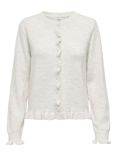 Jdyletty L/S On Frill Cardigan KNT Noos - Eleganter Strick-Cardigan mit Knopf- und Schlaufenverschluss, ideal für vielseitige Outfits. Rundhalsausschnitt und lange Ärmel sorgen für stylischen Komfort.