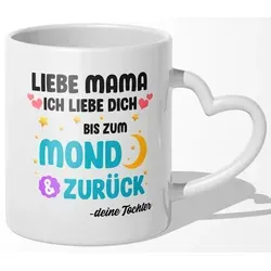 22Feels Tasse Mama Geschenk von Tochter Muttertag Geburtstag Mutter Weihnachten Frau, Keramik, Made In Germany, Spülmaschinenfest, Herzhenkel weiß