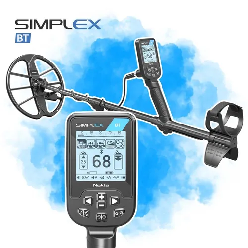 Nokta Simplex BT Metalldetektor mit Bluetooth - Metalldetektor für präzise Schatzsuche, ausgestattet mit Bluetooth für kabellose Kopfhörer und einfache Bedienung.