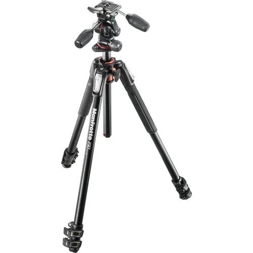 Manfrotto MK190XPRO3-3W Aluminium Stativ - Stativ mit 3 Segmenten, schnellem Wechsel zwischen vertikaler und horizontaler Ausrichtung für präzise Aufnahmen, ideal für Fotografen auf der Suche nach Stabilität und Flexibilität.