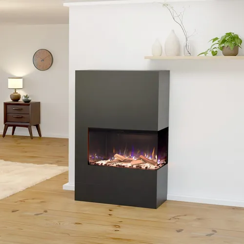 Glow Fire Elektrokamin 'Portia' - grauer LED Standkamin mit Heizung (1500 W) - Der Glow Fire Elektrokamin 'Portia' bietet ein realistisches LED Kaminfeuer und eine effiziente Heizfunktion. Mit Fernbedienung und individueller Dekoration für ein gemütliches Ambiente in jedem Raum.