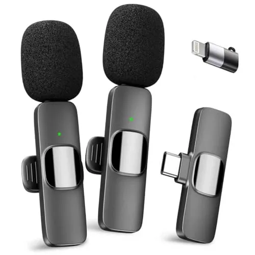 YRF Mikrofon für iPhone Android Handy, Kabelloses Lavalier Mikrofon, Plug&Play mini mikrofon 2,4GHz, USB-C&Lightning, Clip Mikrofon für Videoaufnahmen, TikTok, Vlogging, Interviews&Online-Unterricht