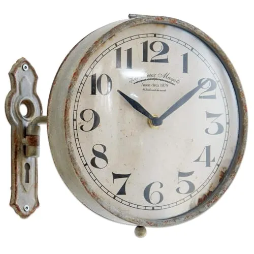 Loberon Uhr Adama im Shabby-Chic-Stil - Nostalgische Wanduhr aus Metall in antikgrau, schwenkbar und ideal zur Dekoration im klassischen Wohnstil. Durchmesser: ca. 21,5 cm.