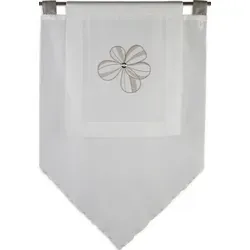 EXPERIENCE Kuvertstore Scheibengardine Küchengardine Bistrogardine 2230 Grau Braun Weiß Stickerei (1 St), Stangendurchzug, halbtransparent, Voile, Doppelstoff braun|grau 90 cm x 90 cm