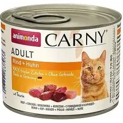 ANIMONDA Cat Carny Adult Rind und Huhn 200g - Katzenfutter, getreidefrei und reich an frischem Fleisch, enthält natürliches Taurin für optimale Gesundheit, ohne Farb- und Konservierungsstoffe.